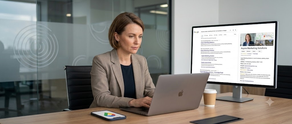 Business owner searching for their own business on Google