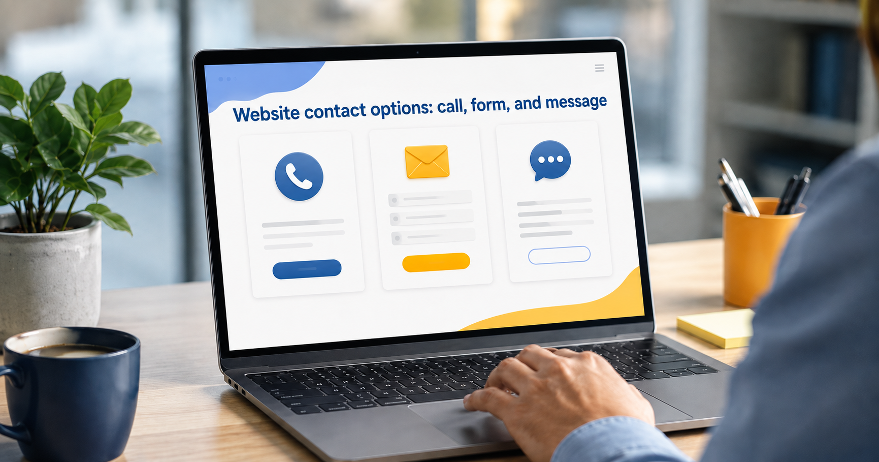 How to improve website conversion: Website contact options: call, form, and message